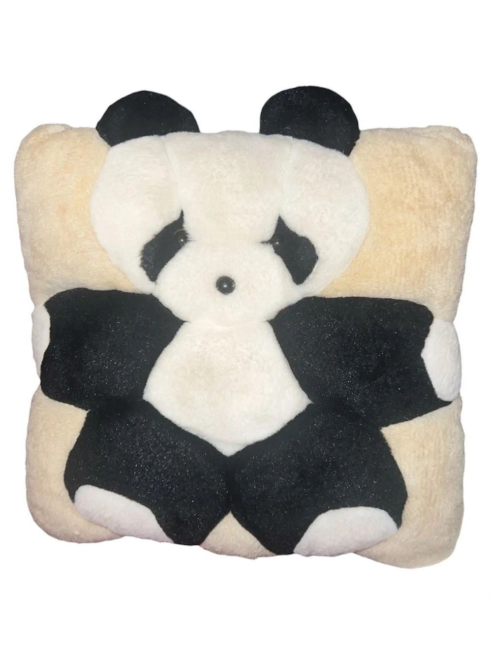 Vintage 1998 TWIE Plush Pillow Set Teddy Bear & Panda 90s 3D Cushions